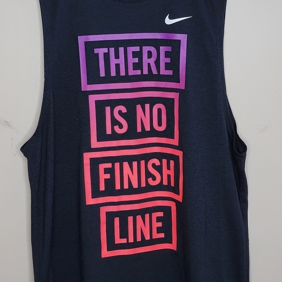 Nike | Black There Is No Finish Line Gradient Graphic Muscle Tank Top Size Small - Picture 2 of 4